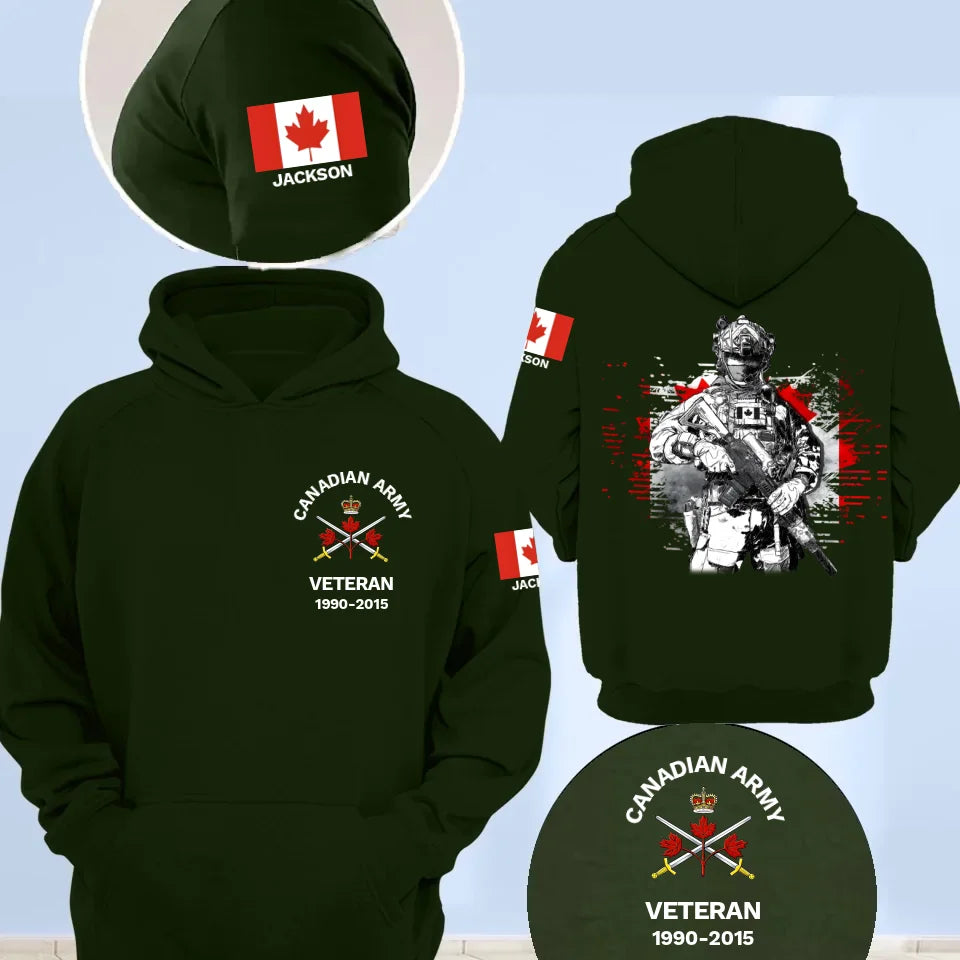 Personalized Canadian Veteran/Police/Firefighter logo Tshirt Printed