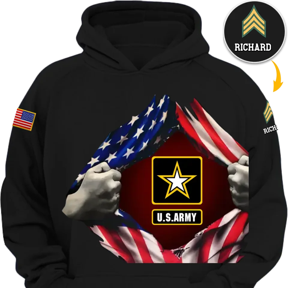 Personalized 3D Military Rank Tribute Shirts for Veterans – Unique Custom Gifts Celebrating Service and Sacrifice