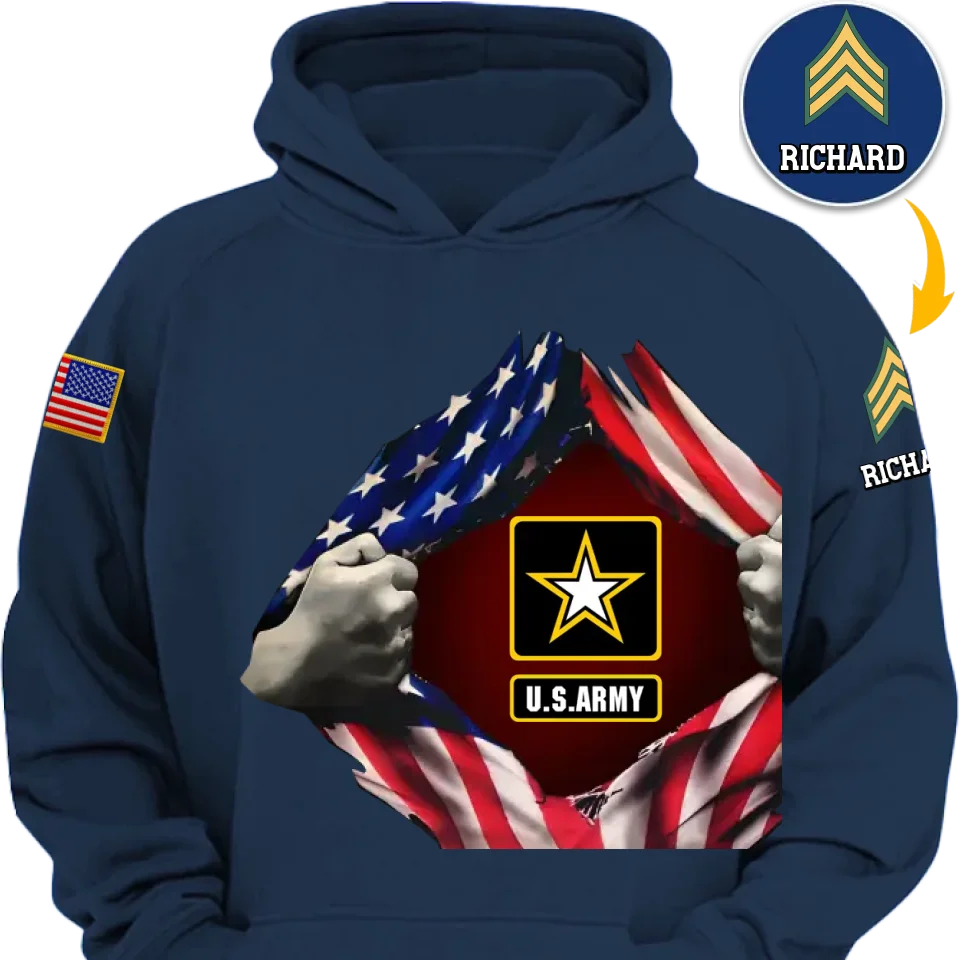 Personalized 3D Military Rank Tribute Shirts for Veterans – Unique Custom Gifts Celebrating Service and Sacrifice