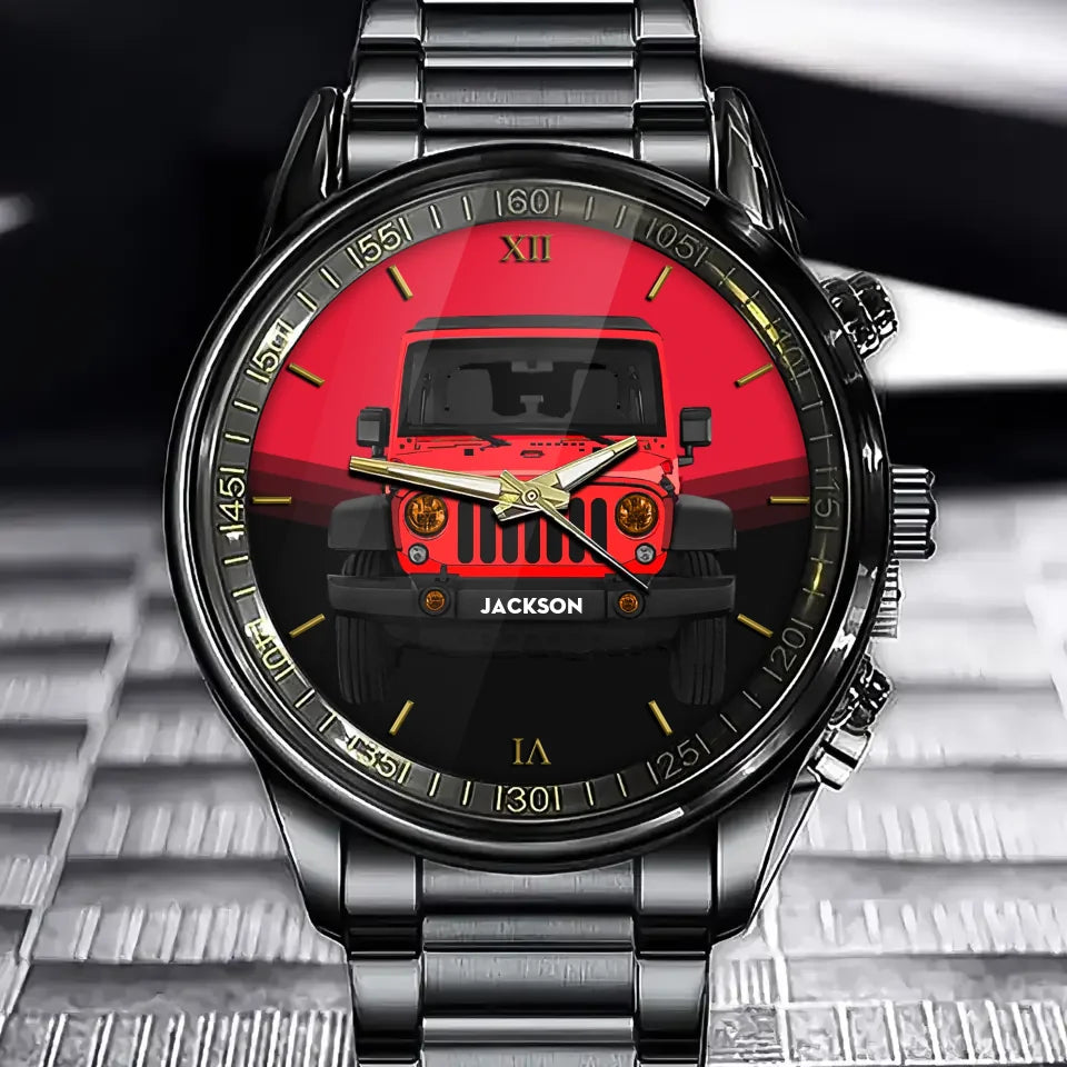 Personalized Jeep Car & Name Watch Printed