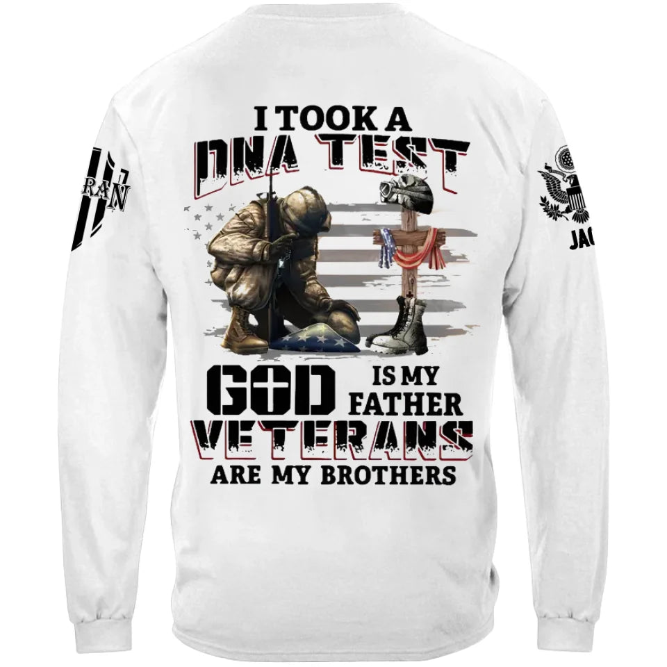 Personalized Military Branch Graphic Tee-I Took a DNA Test - God is My Father, Veterans Are My Brothers ,Gift For Veteran