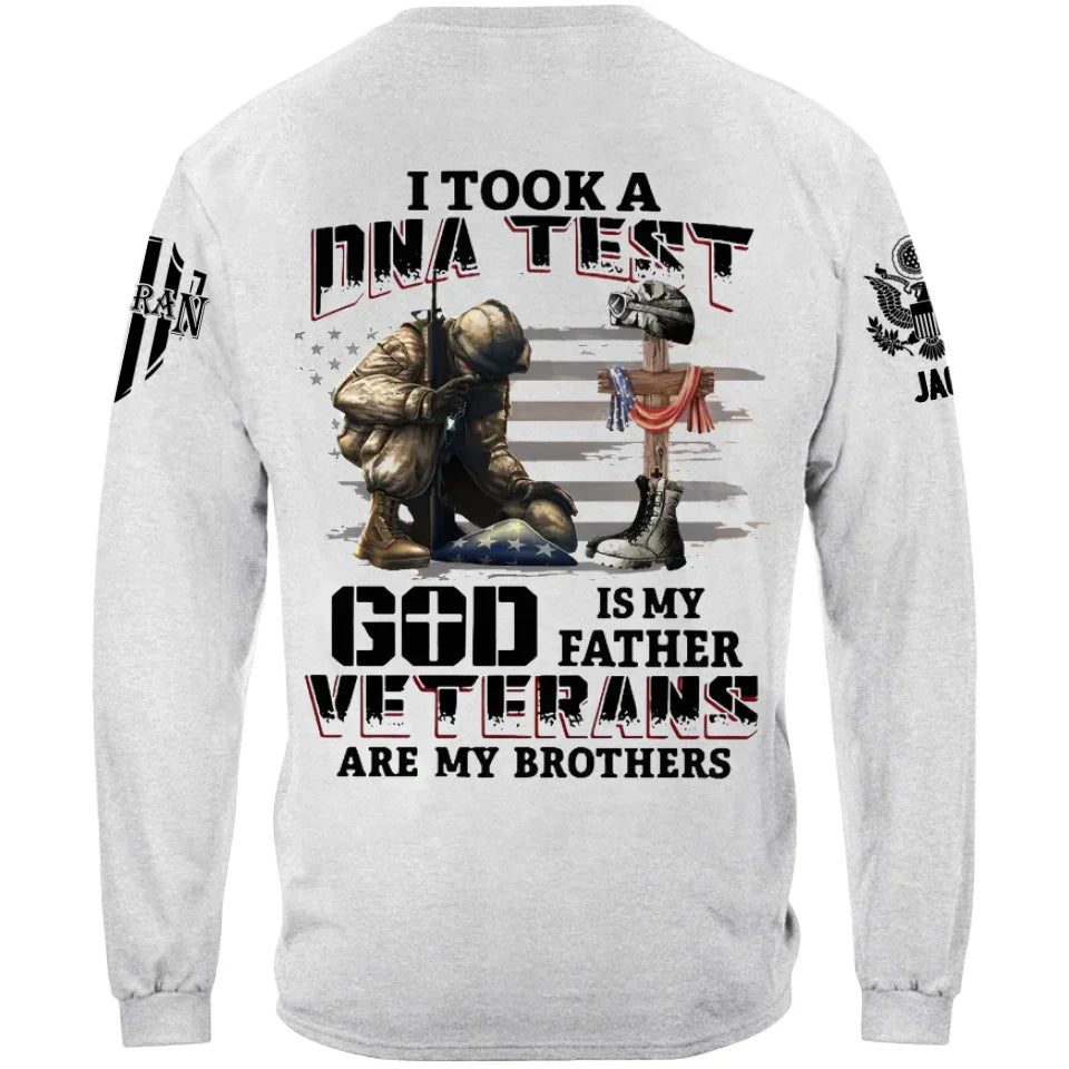 Personalized Military Branch Graphic Tee-I Took a DNA Test - God is My Father, Veterans Are My Brothers ,Gift For Veteran