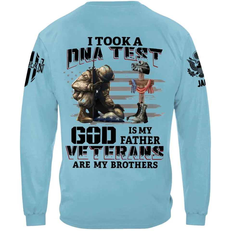 Personalized Military Branch Graphic Tee-I Took a DNA Test - God is My Father, Veterans Are My Brothers ,Gift For Veteran