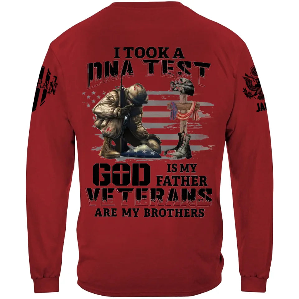 Personalized Military Branch Graphic Tee-I Took a DNA Test - God is My Father, Veterans Are My Brothers ,Gift For Veteran