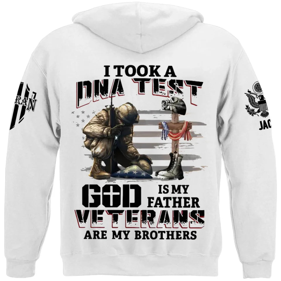 Personalized Military Branch Graphic Tee-I Took a DNA Test - God is My Father, Veterans Are My Brothers ,Gift For Veteran