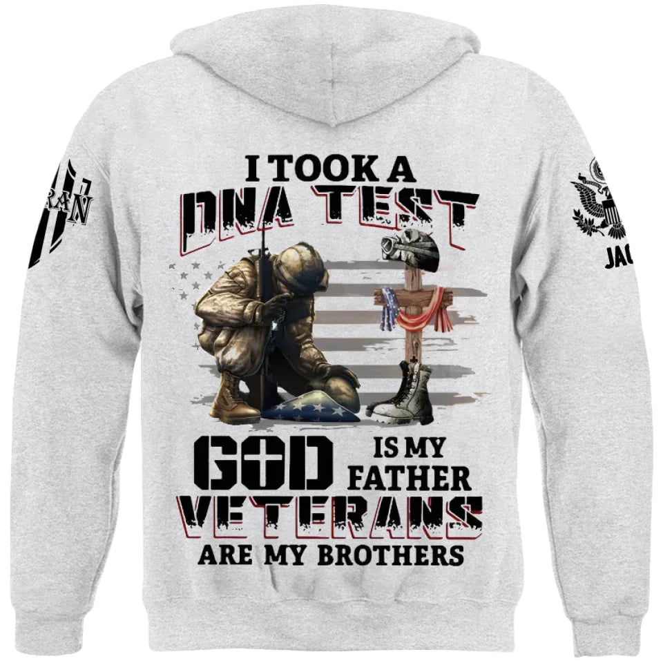 Personalized Military Branch Graphic Tee-I Took a DNA Test - God is My Father, Veterans Are My Brothers ,Gift For Veteran