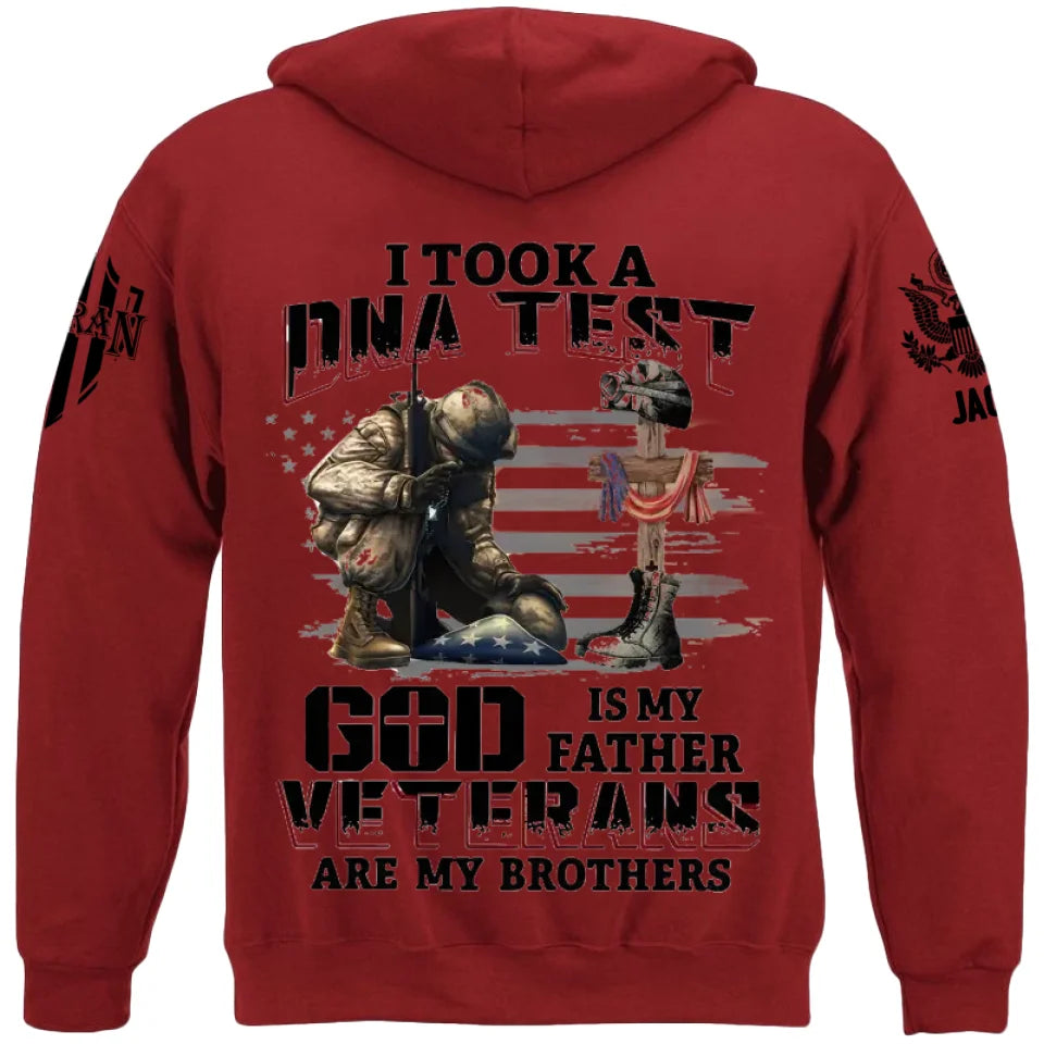 Personalized Military Branch Graphic Tee-I Took a DNA Test - God is My Father, Veterans Are My Brothers ,Gift For Veteran