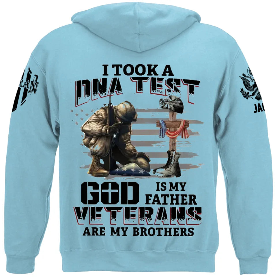 Personalized Military Branch Graphic Tee-I Took a DNA Test - God is My Father, Veterans Are My Brothers ,Gift For Veteran