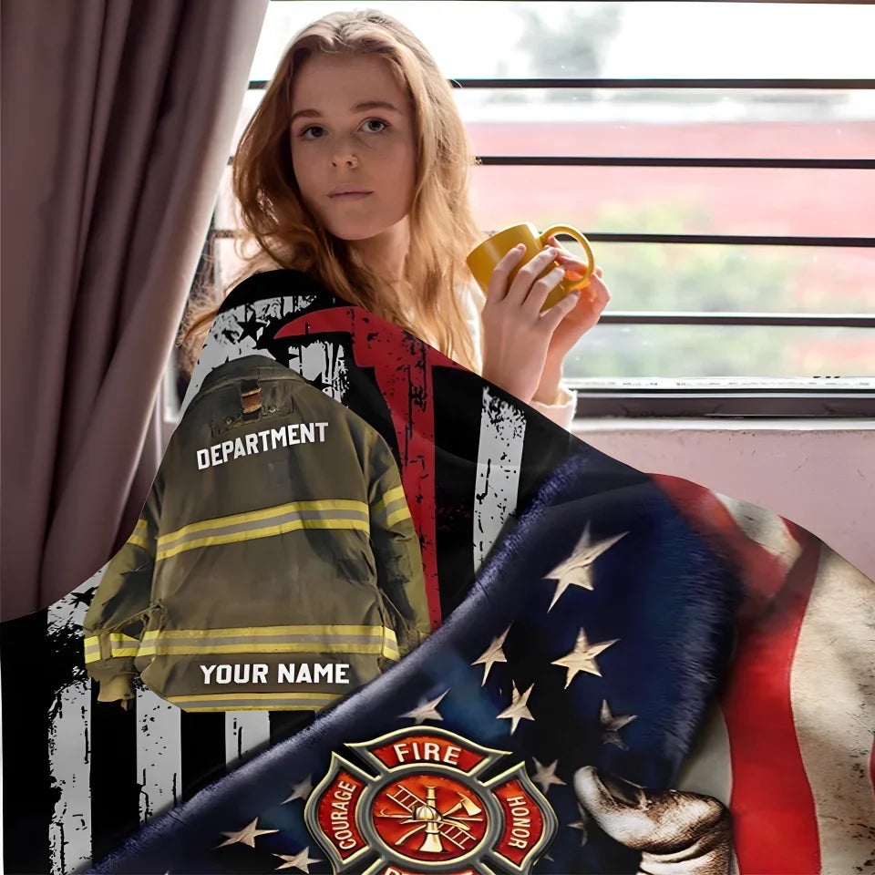 Firefighter Armor Proud Firefighter Custom Blanket Gift For Firefighter Fireman