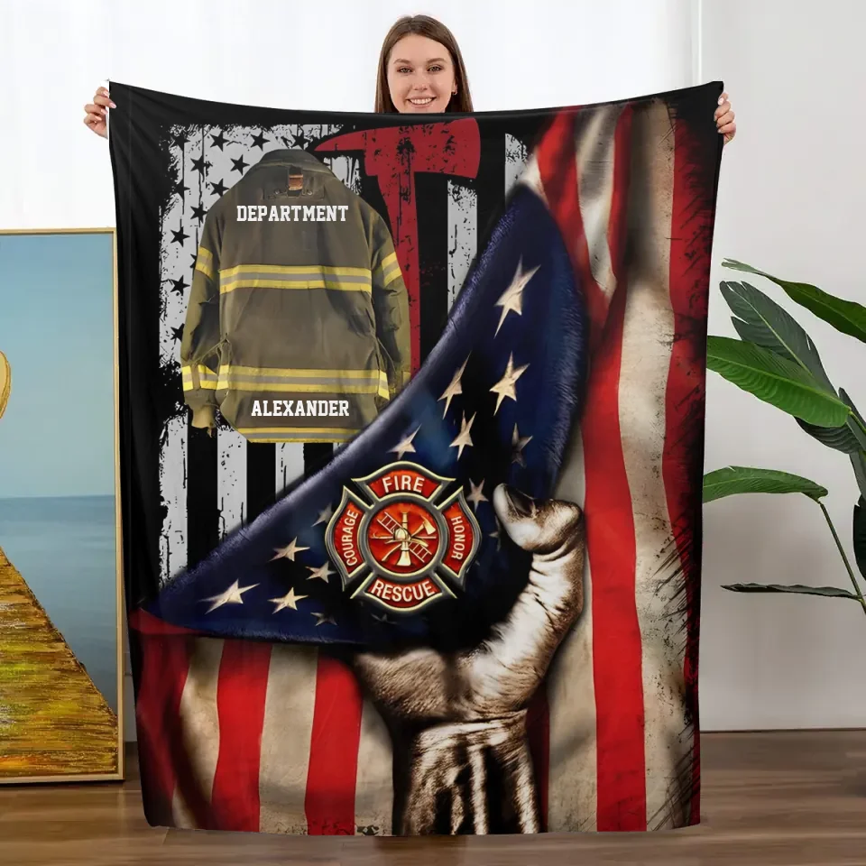 Firefighter Armor Proud Firefighter Custom Blanket Gift For Firefighter Fireman