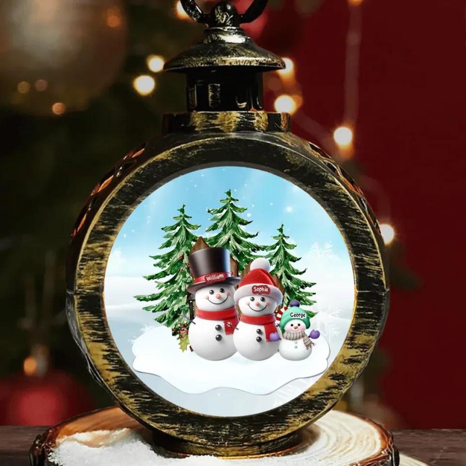 Happy Christmas Snowman family  - Personalized Ornament, - Perfect Gift