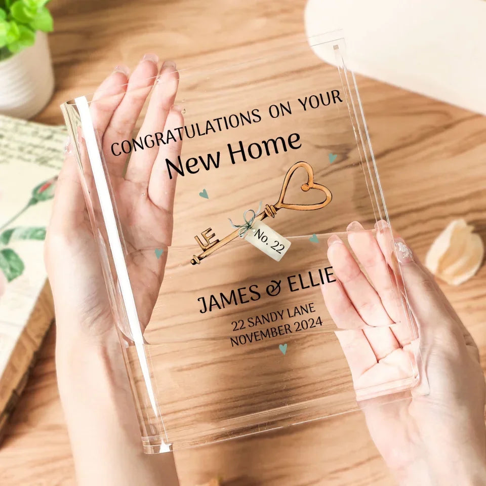 Congratulations on Your New Home - Housewarming Gift for Newly Married Couples - Personalized Acrylic Book Vase with Name - for New Homeowners