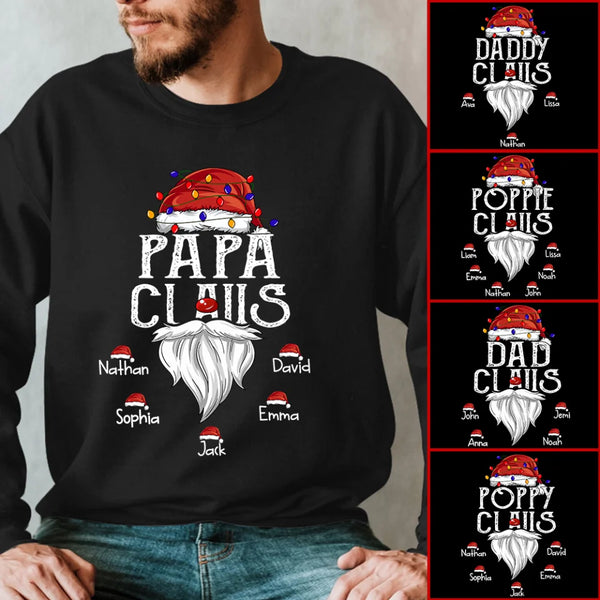 Hat Santa With Christmas Lights, Gift For Grandpa, Custom Give Papa And Kids T-shirt Sweatshirt Hoodie