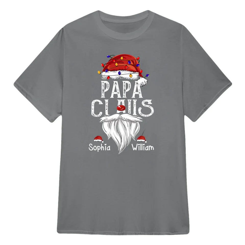 Hat Santa With Christmas Lights, Gift For Grandpa, Custom Give Papa And Kids T-shirt Sweatshirt Hoodie