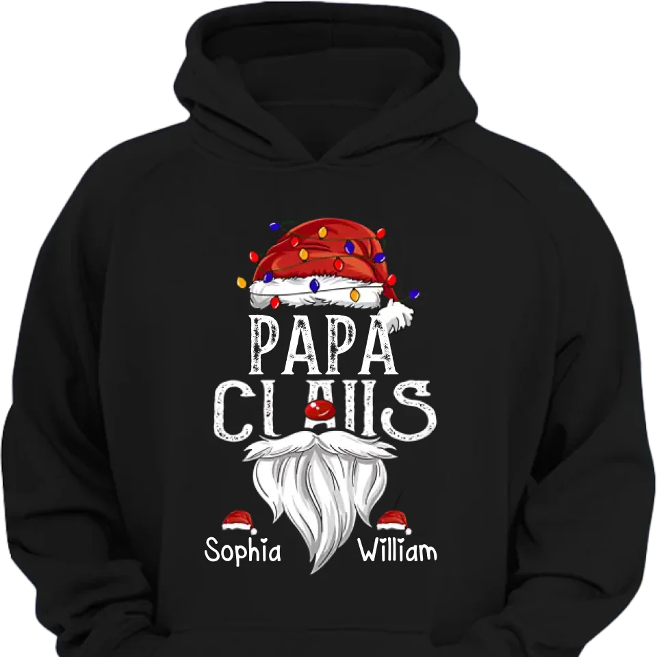 Hat Santa With Christmas Lights, Gift For Grandpa, Custom Give Papa And Kids T-shirt Sweatshirt Hoodie