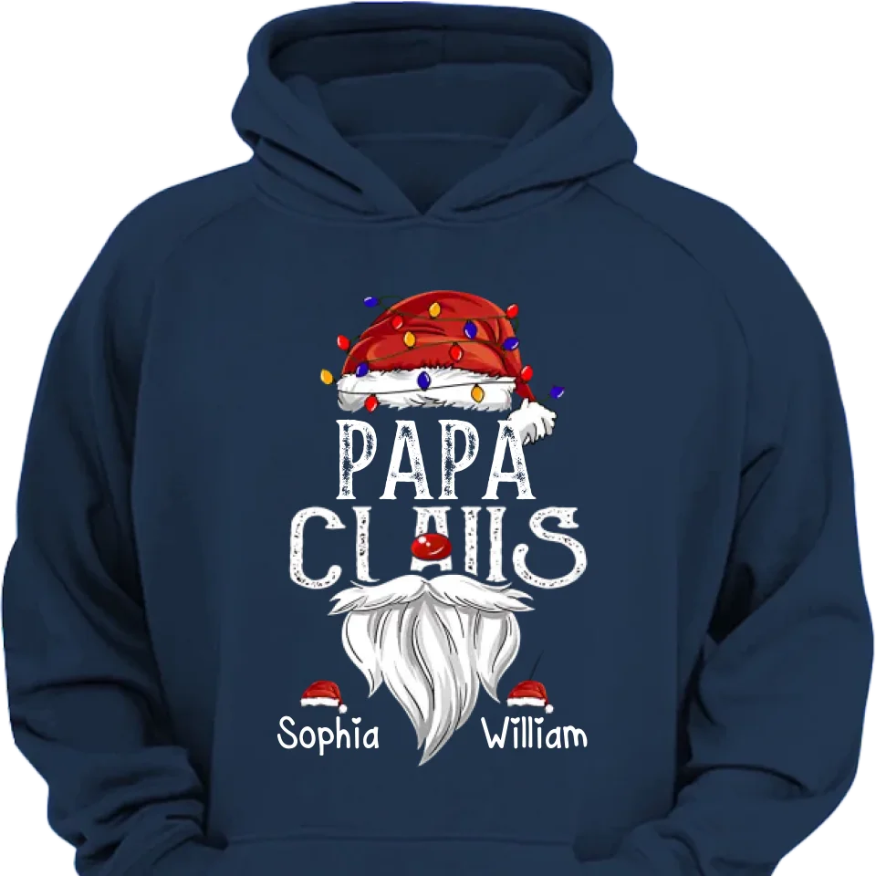 Hat Santa With Christmas Lights, Gift For Grandpa, Custom Give Papa And Kids T-shirt Sweatshirt Hoodie