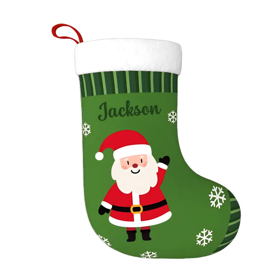 Personalised Cute Elf Gingerbread Santa Christmas Stocking with Name Christmas Tree Decoration Gift for Kids Friends