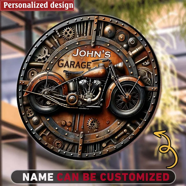 Awesome Biker - Personalized Biker Round Wooden Sign