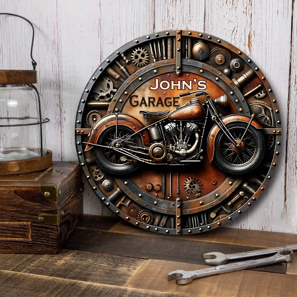 Awesome Biker - Personalized Biker Round Metal Sign (3)