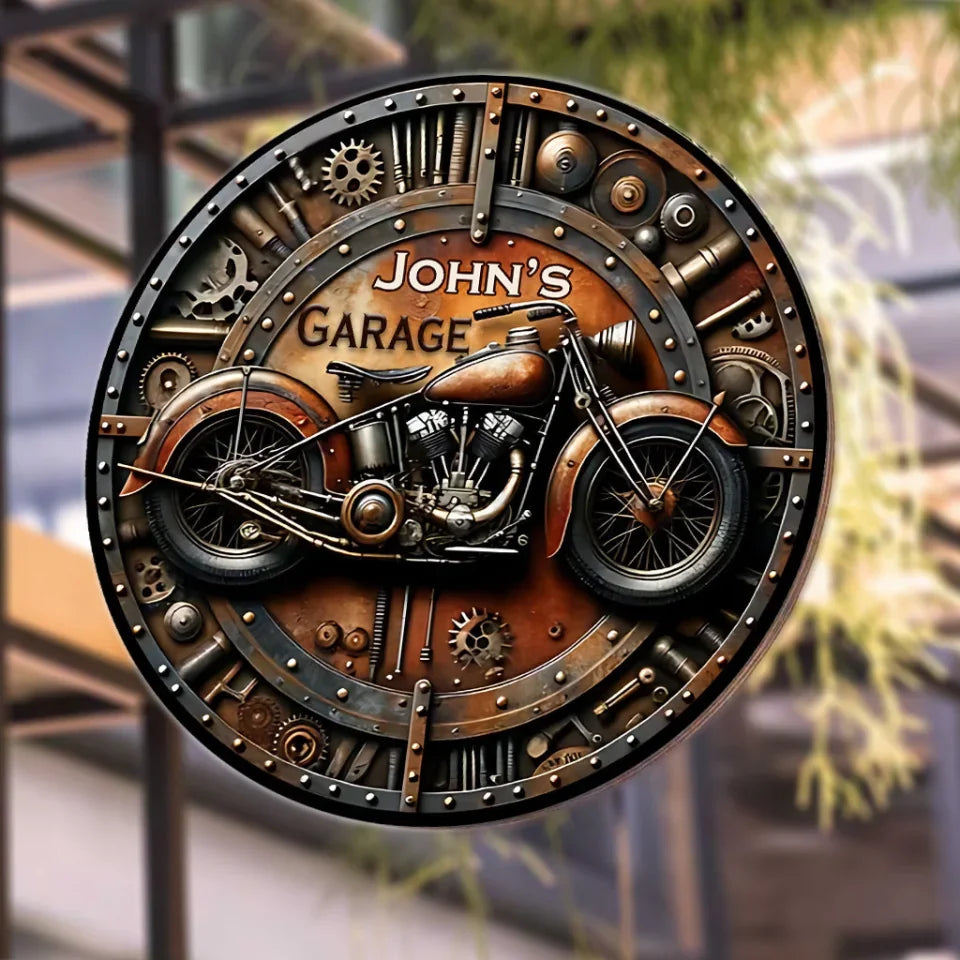 Awesome Biker - Personalized Biker Round Metal Sign (2)