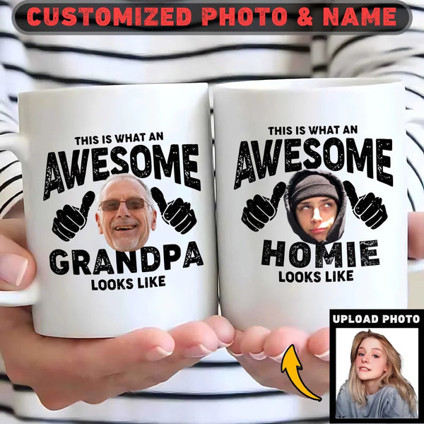 Personalised This Is What An Awesome Grandpa Photo Mug & Tumbler with Lid and Straw Birthday Father's Day Gift For Grandpa Dad For friends