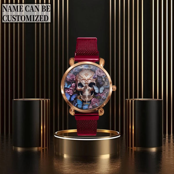 Beauty Of The Dark Skull Roses Butterflies Personalized Watch