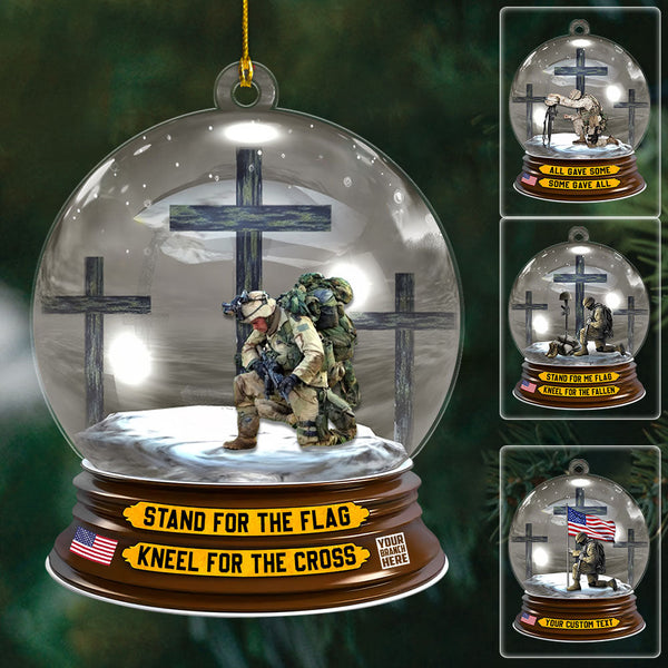 U.S. Veteran American Veteran Knee Croos Christmas Ornament Custom With Branch