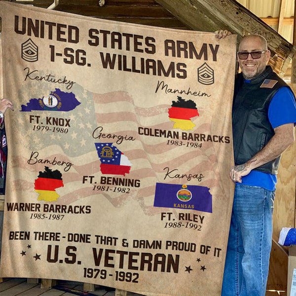 Personalized US Military Tour Blanket for Veterans Been There and Done That